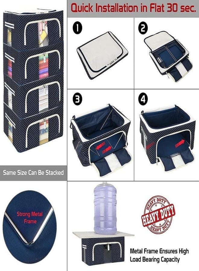 WEGON Solpex Cloth Storage Box - Oxford Foldable Stackable Organiser for Closet, Bedding Clothes, Clothes Organiser for Wardrobe (24 LTR, Premium Polka) (4 PACK) - Image 4